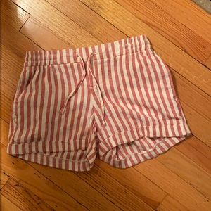 linen shorts, red and white stripes